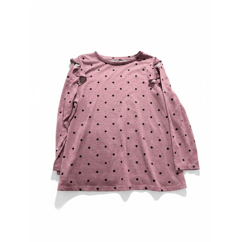 Lane Bryant 22/24 Womens Pink Polka Dot Cold Shoulder Ruffle Top Casual Boho XL